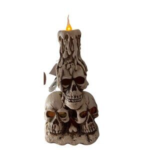 13Th & Elm LED Flickering Skull Candle Holder Light-Up‎ Halloween Large New